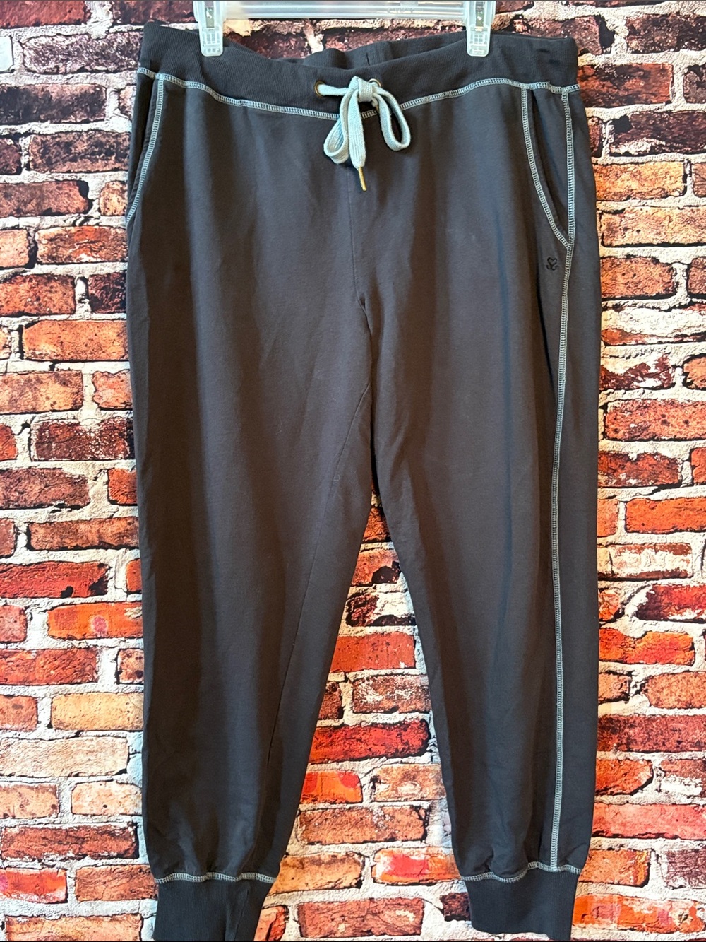 Seed To Style 100% Organic Cotton Gray Jogger Sweatpants Contrast Stitching L